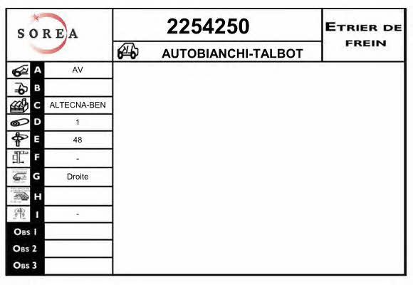EAI 2254250 Brake caliper 2254250: Buy near me at 2407.PL in Poland at an Affordable price!