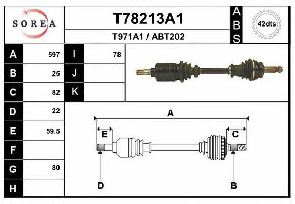 EAI T78213A1 Drive shaft T78213A1: Buy near me in Poland at 2407.PL - Good price!