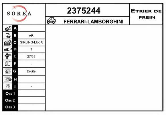 EAI 2375244 Суппорт тормозной 2375244: Отличная цена - Купить в Польше на 2407.PL!