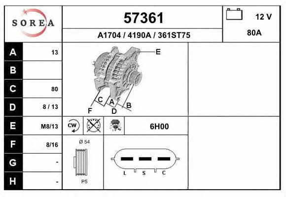 EAI 57361 Alternator 57361: Buy near me at 2407.PL in Poland at an Affordable price!