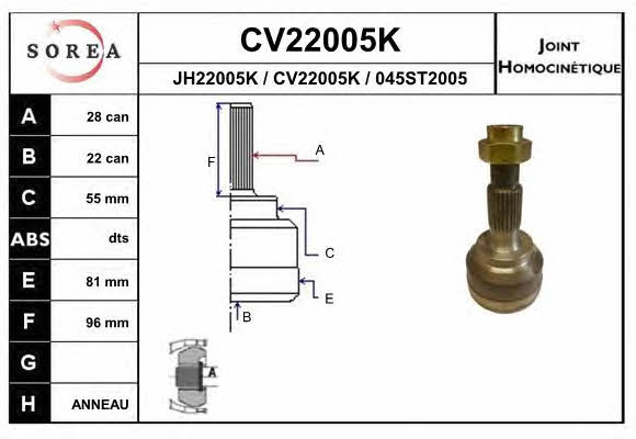 EAI CV22005K Przegub homokinetyczny CV22005K: Dobra cena w Polsce na 2407.PL - Kup Teraz!