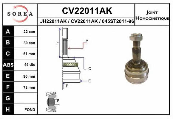 EAI CV22011AK Przegub homokinetyczny CV22011AK: Dobra cena w Polsce na 2407.PL - Kup Teraz!