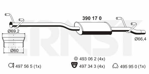 Ernst 390170 Central silencer 390170: Buy near me in Poland at 2407.PL - Good price!