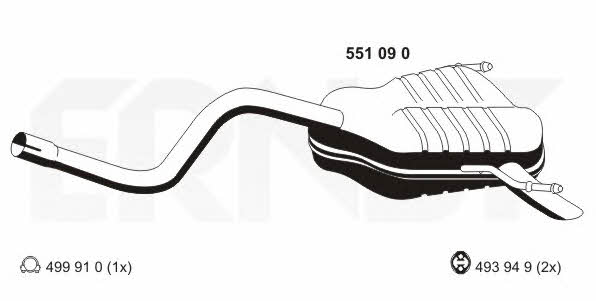 Ernst 551090 End Silencer 551090: Buy near me in Poland at 2407.PL - Good price!