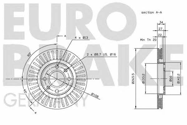 Eurobrake 5815201929 Front brake disc ventilated 5815201929: Buy near me in Poland at 2407.PL - Good price!