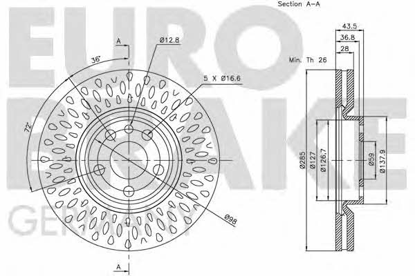 Eurobrake 5815201933 Front brake disc ventilated 5815201933: Buy near me in Poland at 2407.PL - Good price!