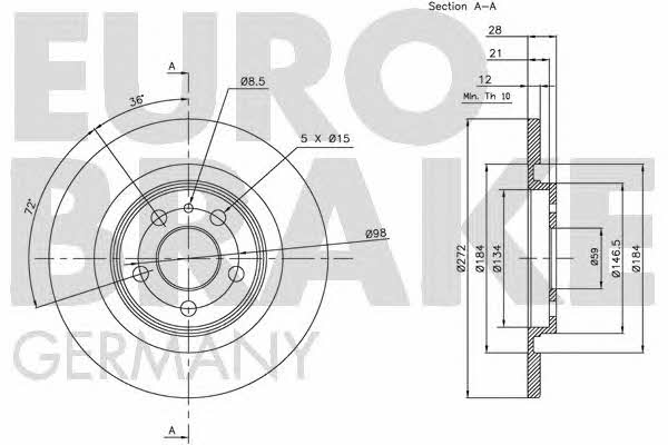 Eurobrake 5815201934 Tarcza hamulcowa tylna, niewentylowana 5815201934: Dobra cena w Polsce na 2407.PL - Kup Teraz!