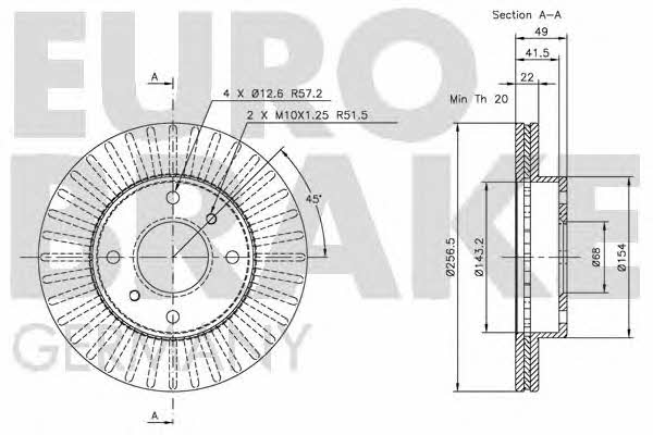 Eurobrake 5815202231 Front brake disc ventilated 5815202231: Buy near me at 2407.PL in Poland at an Affordable price!