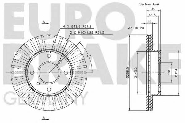 Eurobrake 5815202231 Wentylowana przednia tarcza hamulcowa 5815202231: Dobra cena w Polsce na 2407.PL - Kup Teraz!