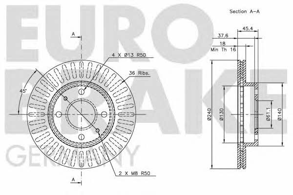 Eurobrake 5815202232 Тормозной диск передний вентилируемый 5815202232: Отличная цена - Купить в Польше на 2407.PL!