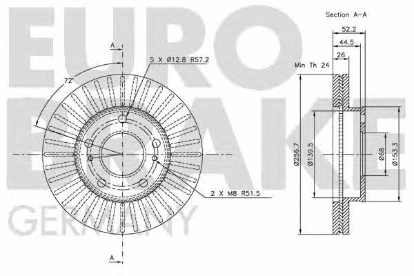 Eurobrake 5815202243 Wentylowana przednia tarcza hamulcowa 5815202243: Dobra cena w Polsce na 2407.PL - Kup Teraz!