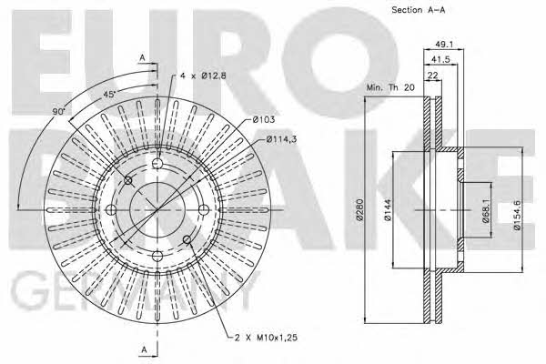 Eurobrake 5815202251 Wentylowana przednia tarcza hamulcowa 5815202251: Dobra cena w Polsce na 2407.PL - Kup Teraz!