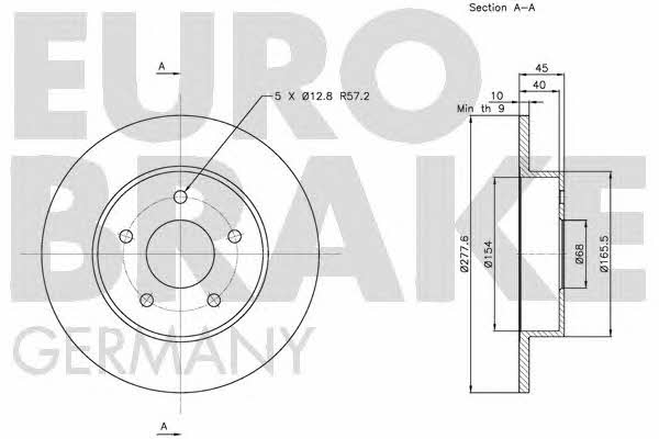 Eurobrake 5815202257 Тормозной диск задний невентилируемый 5815202257: Отличная цена - Купить в Польше на 2407.PL!
