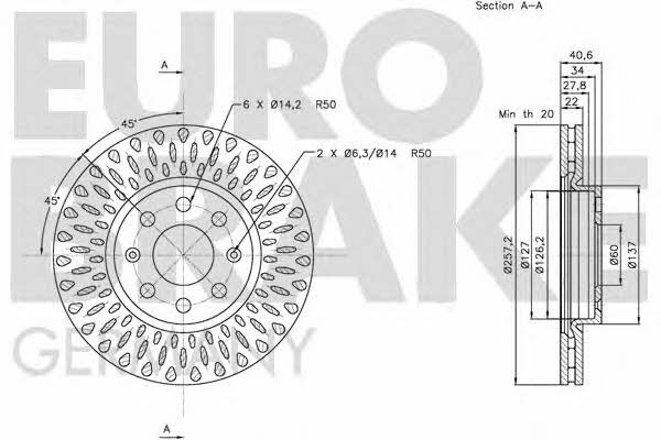 Eurobrake 5815202348 Front brake disc ventilated 5815202348: Buy near me in Poland at 2407.PL - Good price!