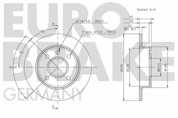 Eurobrake 5815202526 Unventilated front brake disc 5815202526: Buy near me at 2407.PL in Poland at an Affordable price!