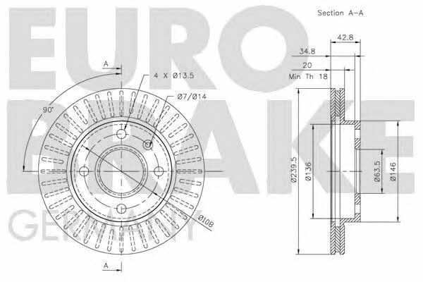 Eurobrake 5815202528 Front brake disc ventilated 5815202528: Buy near me in Poland at 2407.PL - Good price!