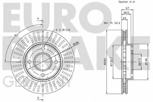 Eurobrake 5815202533 Front brake disc ventilated 5815202533: Buy near me in Poland at 2407.PL - Good price!