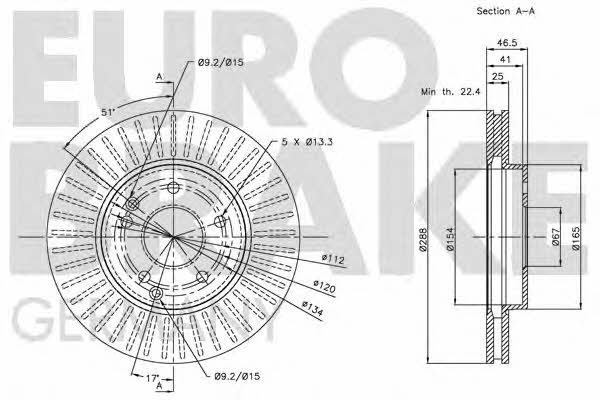 Eurobrake 5815203332 Тормозной диск передний вентилируемый 5815203332: Отличная цена - Купить в Польше на 2407.PL!