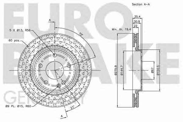 Eurobrake 5815203370 Wentylowana przednia tarcza hamulcowa 5815203370: Dobra cena w Polsce na 2407.PL - Kup Teraz!