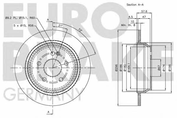 Eurobrake 5815203376 Rear brake disc, non-ventilated 5815203376: Buy near me in Poland at 2407.PL - Good price!