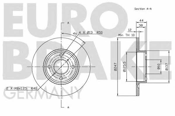 Eurobrake 5815203642 Unventilated front brake disc 5815203642: Buy near me in Poland at 2407.PL - Good price!
