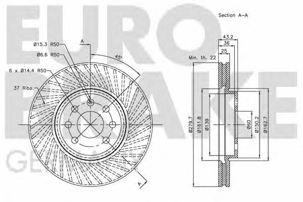 Eurobrake 5815203651 Тормозной диск передний вентилируемый 5815203651: Отличная цена - Купить в Польше на 2407.PL!