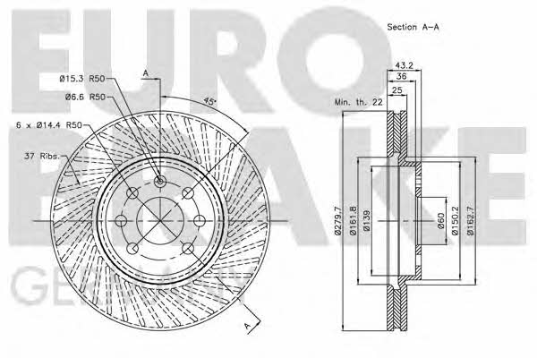 Eurobrake 5815203651 Диск гальмівний передній вентильований 5815203651: Приваблива ціна - Купити у Польщі на 2407.PL!