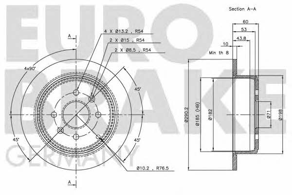 Eurobrake 5815203721 Тормозной диск задний невентилируемый 5815203721: Отличная цена - Купить в Польше на 2407.PL!