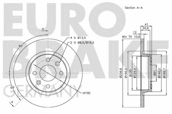 Eurobrake 5815203939 Тормозной диск передний невентилируемый 5815203939: Отличная цена - Купить в Польше на 2407.PL!