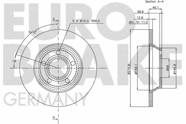 Eurobrake 5815204745 Тормозной диск передний невентилируемый 5815204745: Отличная цена - Купить в Польше на 2407.PL!