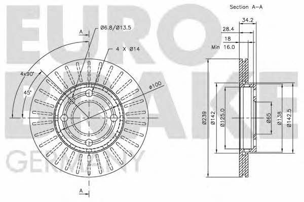 Eurobrake 5815204756 Front brake disc ventilated 5815204756: Buy near me in Poland at 2407.PL - Good price!
