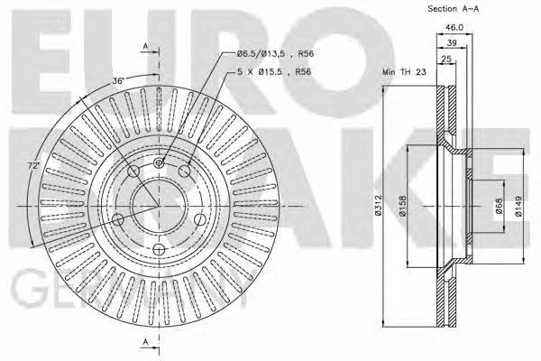 Eurobrake 5815204773 Front brake disc ventilated 5815204773: Buy near me in Poland at 2407.PL - Good price!