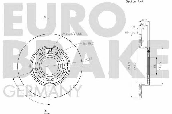 Eurobrake 5815204778 Rear brake disc, non-ventilated 5815204778: Buy near me in Poland at 2407.PL - Good price!