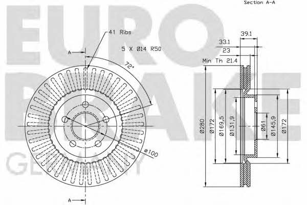 Eurobrake 5815209305 Front brake disc ventilated 5815209305: Buy near me in Poland at 2407.PL - Good price!
