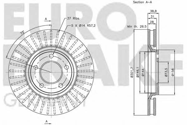 Eurobrake 5815209312 Front brake disc ventilated 5815209312: Buy near me in Poland at 2407.PL - Good price!