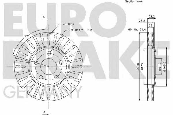 Eurobrake 5815209314 Front brake disc ventilated 5815209314: Buy near me in Poland at 2407.PL - Good price!