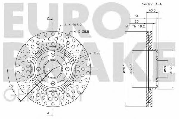 Eurobrake 5815209921 Front brake disc ventilated 5815209921: Buy near me in Poland at 2407.PL - Good price!