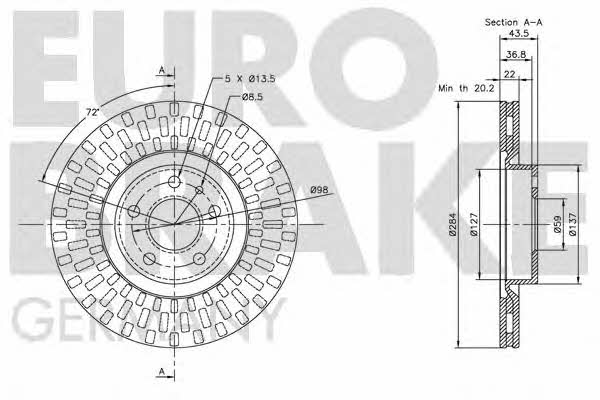 Eurobrake 5815209925 Front brake disc ventilated 5815209925: Buy near me in Poland at 2407.PL - Good price!