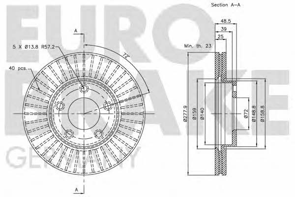 Eurobrake 5815203251 Front brake disc ventilated 5815203251: Buy near me in Poland at 2407.PL - Good price!