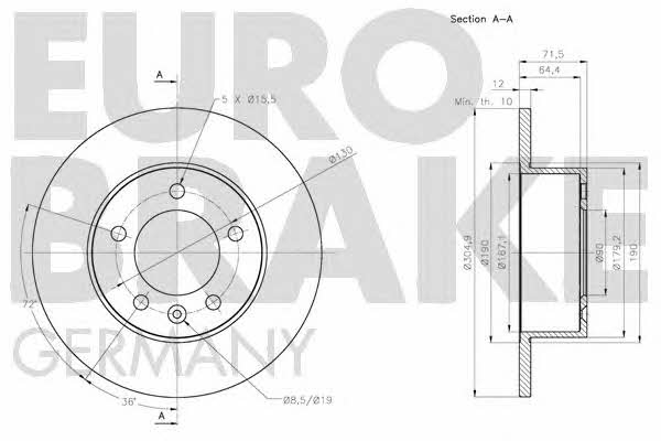 Eurobrake 5815203977 Rear brake disc, non-ventilated 5815203977: Buy near me in Poland at 2407.PL - Good price!