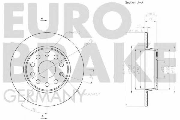 Eurobrake 58152047137 Rear brake disc, non-ventilated 58152047137: Buy near me in Poland at 2407.PL - Good price!