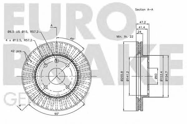 Eurobrake 5815205010 Front brake disc ventilated 5815205010: Buy near me in Poland at 2407.PL - Good price!