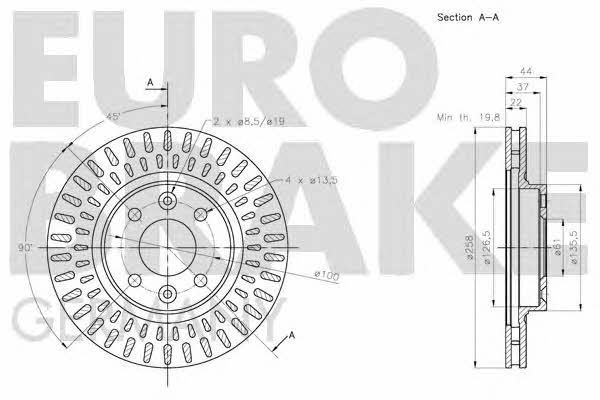 Eurobrake 5815203996 Front brake disc ventilated 5815203996: Buy near me in Poland at 2407.PL - Good price!