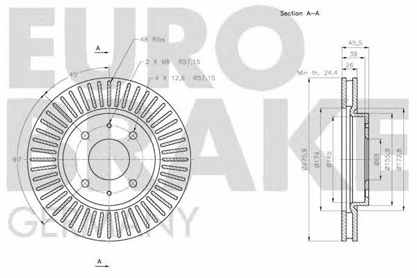 Eurobrake 5815203052 Front brake disc ventilated 5815203052: Buy near me in Poland at 2407.PL - Good price!
