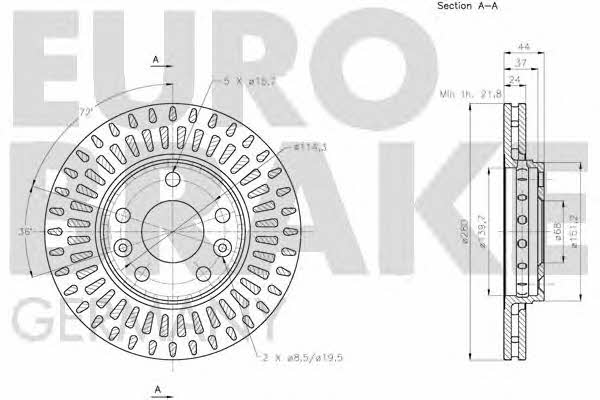 Eurobrake 5815203970 Front brake disc ventilated 5815203970: Buy near me in Poland at 2407.PL - Good price!
