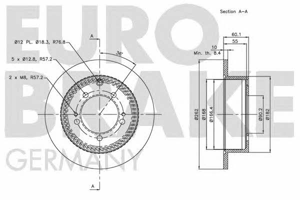Eurobrake 5815203042 Rear brake disc, non-ventilated 5815203042: Buy near me in Poland at 2407.PL - Good price!
