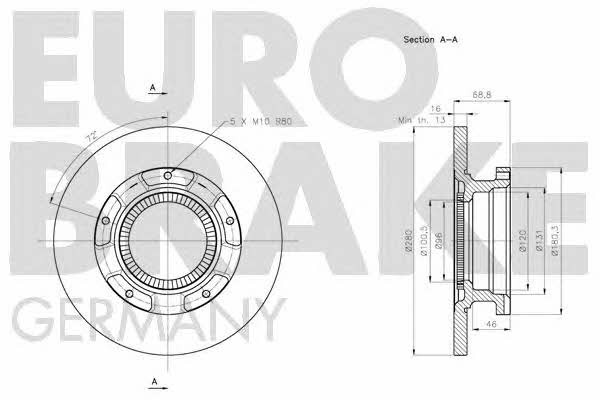 Eurobrake 5815202579 Rear brake disc, non-ventilated 5815202579: Buy near me in Poland at 2407.PL - Good price!