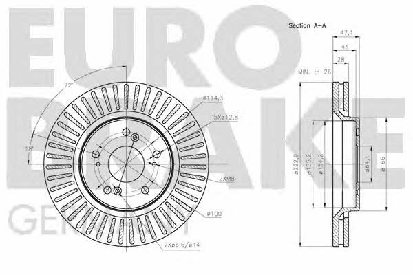Eurobrake 5815202653 Диск гальмівний передній вентильований 5815202653: Приваблива ціна - Купити у Польщі на 2407.PL!