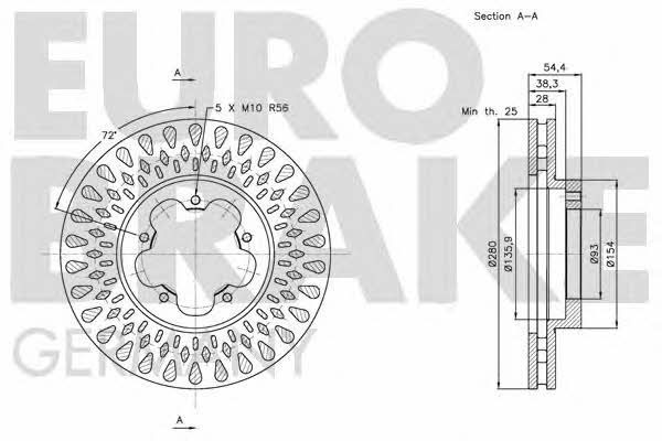 Eurobrake 5815202575 Front brake disc ventilated 5815202575: Buy near me in Poland at 2407.PL - Good price!