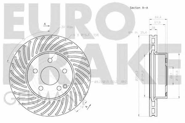 Eurobrake 58152033100 Wentylowana przednia tarcza hamulcowa 58152033100: Dobra cena w Polsce na 2407.PL - Kup Teraz!
